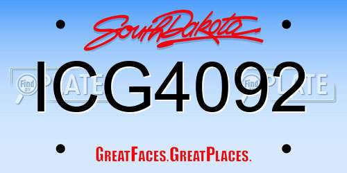 ICG4092 South Dakota License Plate