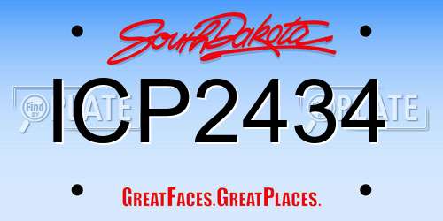 ICP2434 South Dakota License Plate