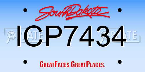 ICP7434 South Dakota License Plate