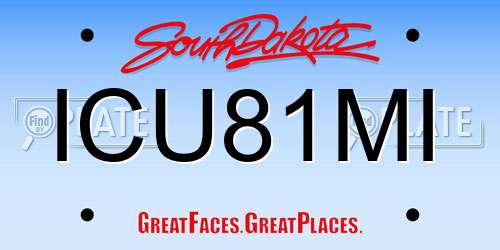 ICU81MI South Dakota License Plate