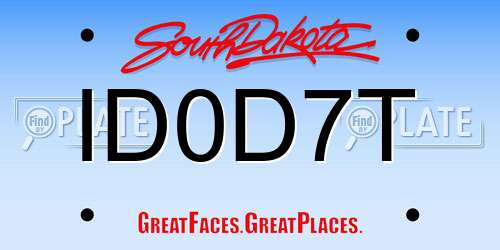 ID0D7T South Dakota License Plate