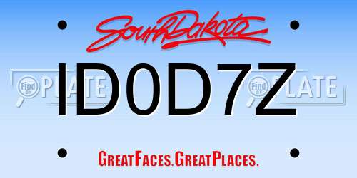 ID0D7Z South Dakota License Plate