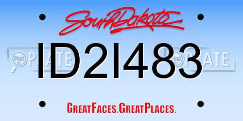 ID2I483 South Dakota License Plate