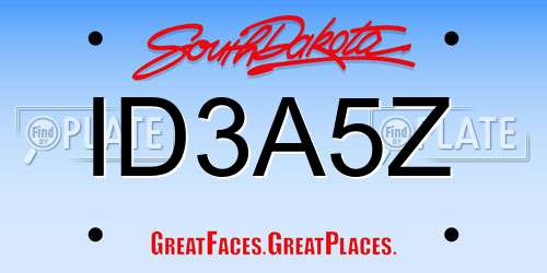 ID3A5Z South Dakota License Plate