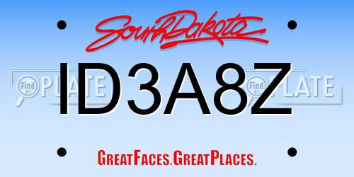 ID3A8Z South Dakota License Plate
