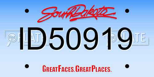 ID50919 South Dakota License Plate
