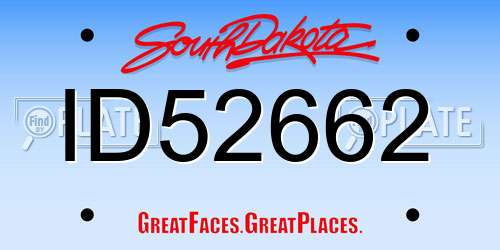 ID52662 South Dakota License Plate