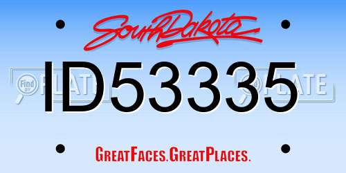 ID53335 South Dakota License Plate