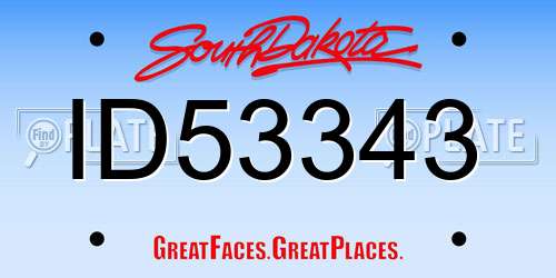 ID53343 South Dakota License Plate