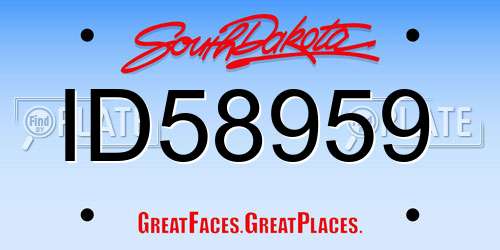 ID58959 South Dakota License Plate