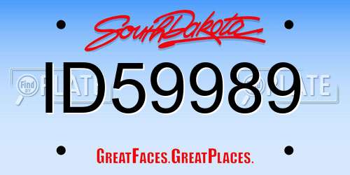 ID59989 South Dakota License Plate