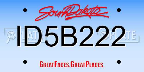 ID5B222 South Dakota License Plate