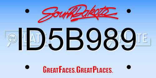 ID5B989 South Dakota License Plate
