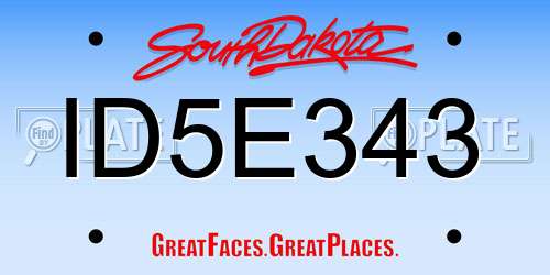 ID5E343 South Dakota License Plate
