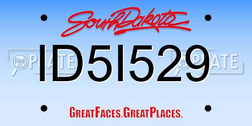ID5I529 South Dakota License Plate