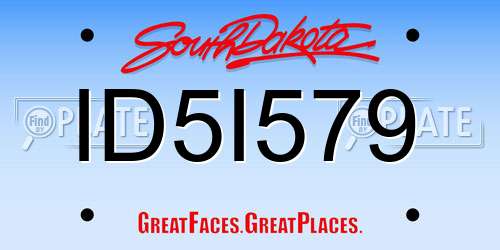 ID5I579 South Dakota License Plate