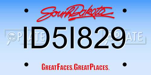 ID5I829 South Dakota License Plate