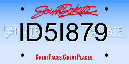 ID5I879 South Dakota License Plate