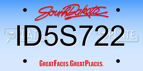 ID5S722 South Dakota License Plate