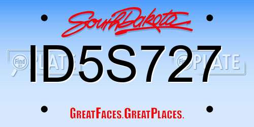 ID5S727 South Dakota License Plate