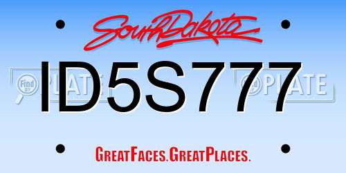 ID5S777 South Dakota License Plate