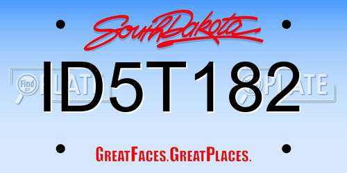 ID5T182 South Dakota License Plate