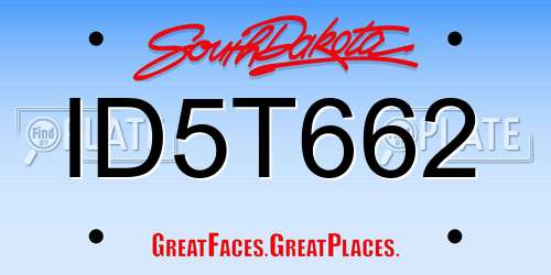 ID5T662 South Dakota License Plate