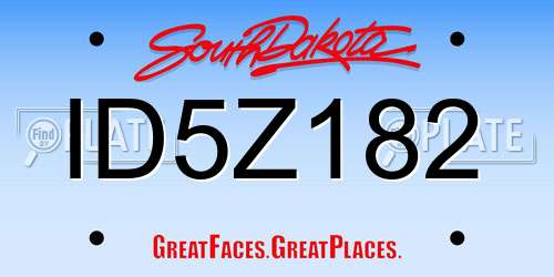 ID5Z182 South Dakota License Plate