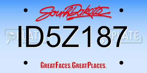 ID5Z187 South Dakota License Plate