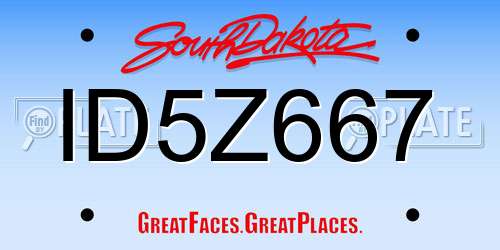 ID5Z667 South Dakota License Plate