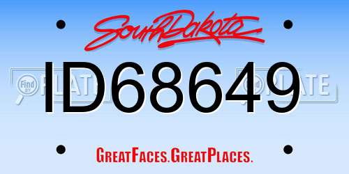 ID68649 South Dakota License Plate