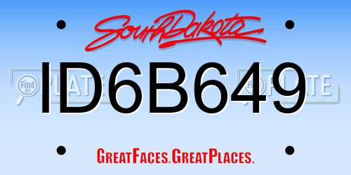 ID6B649 South Dakota License Plate