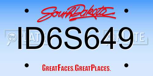 ID6S649 South Dakota License Plate