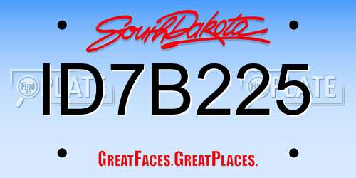 ID7B225 South Dakota License Plate