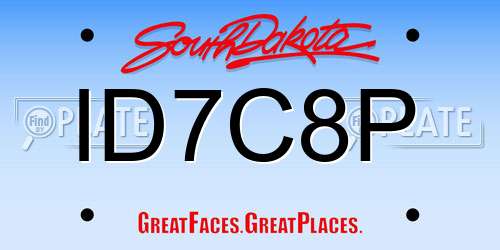 ID7C8P South Dakota License Plate