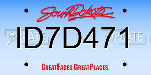 ID7D471 South Dakota License Plate