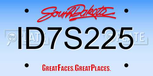 ID7S225 South Dakota License Plate