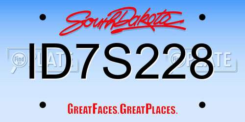 ID7S228 South Dakota License Plate