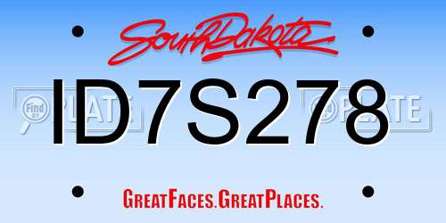 ID7S278 South Dakota License Plate