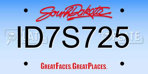 ID7S725 South Dakota License Plate