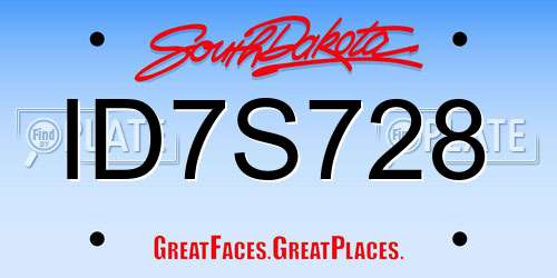 ID7S728 South Dakota License Plate