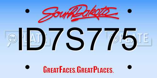 ID7S775 South Dakota License Plate