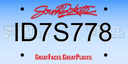 ID7S778 South Dakota License Plate