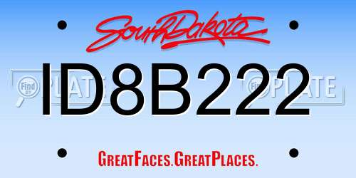 ID8B222 South Dakota License Plate