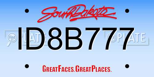ID8B777 South Dakota License Plate