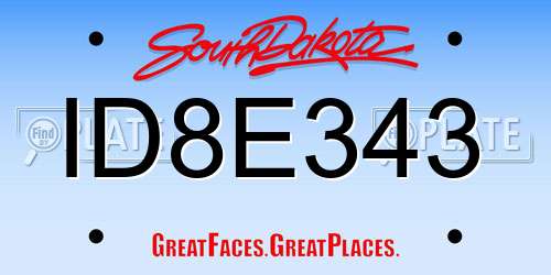 ID8E343 South Dakota License Plate