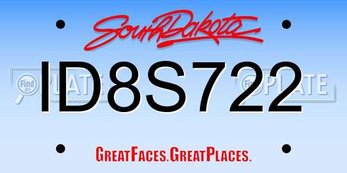 ID8S722 South Dakota License Plate