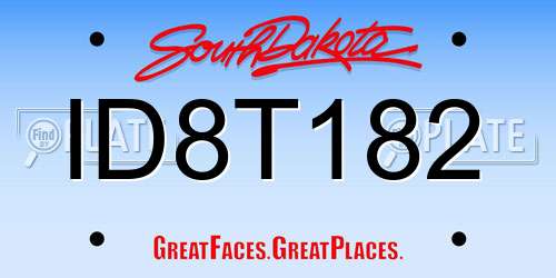 ID8T182 South Dakota License Plate