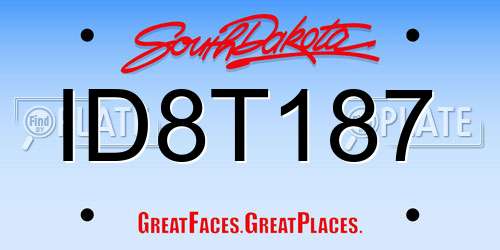 ID8T187 South Dakota License Plate