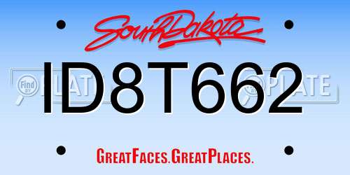 ID8T662 South Dakota License Plate